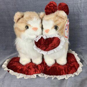 Best Made Toys Orange Kitty Cats On Red Velvet Heart Pillow 12inchVintage